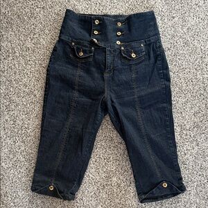 Younique Denim Capris with Gold Buttons